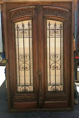 Antique Double Front Door With Wrought Iron Inserts X1484 • $12750