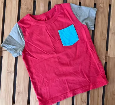 Mini Boden 100% Cotton T-Shirt 2-3y Red W/ Gray & Turquoise • $5