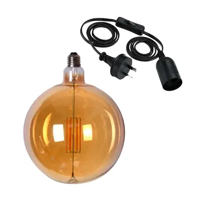 $83.99 • Buy Round Edison LED Light Globe & Power Cord Plug In 1.8m E27 4 Watt Bulb 23cm