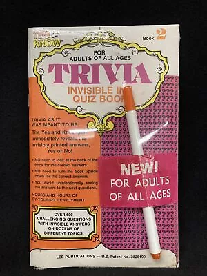 YES & KNOW Magic Pen TRIVIA Invisible Ink Quiz Book 2 STILL SEALED!  For Adults • $19.95