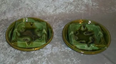 $45.50 • Buy Vintage Maurice California Pottery 1702 Round Square Green Ceramic Ashtrays (2)