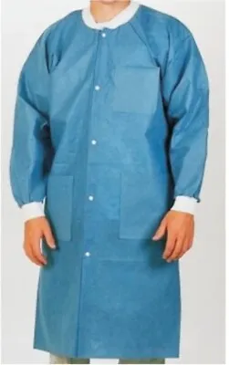 (XL) 10 Medical Dental Disposable Lab Coat Gown Blue 10/bag Large Size • $26.58