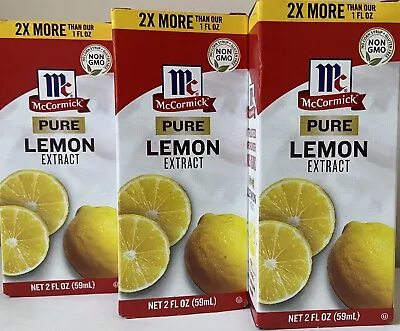 3X—McCormick Pure Lemon Extract Non GMO (3 X 2 FL OZ) FREE FAST GLOBAL SHIPPING • $24.95