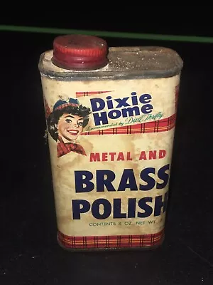 Vintage DIXIE HOME  Metal & Brass  Polish Advertising Can 8oz • $36.99