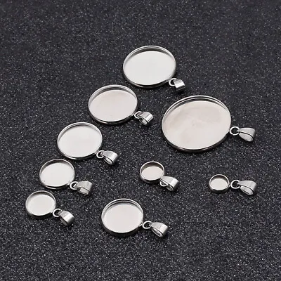  20 Pcs Round Pendant Trays Blank Cabochon Bezel For Jewelry Making • £7.48