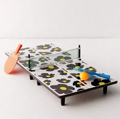 UO Exclusive Black Daisy Pattern Mini Tabletop Ping Pong Table • $19.80