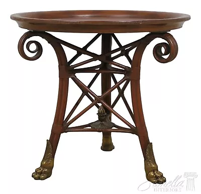 L48344EC: MAITLAND SMITH Round Leather Wrapped Table • $895
