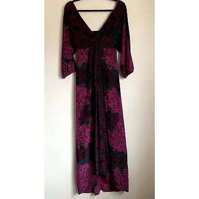 Tibi Silk Maxi Dress In Purple Feather Sz 4 • $40