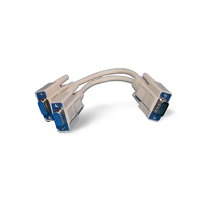 6in VGA Port To 2 Monitor VGA Splitter Cable HD15 1 Male To 2 Female - Beige • $3.95