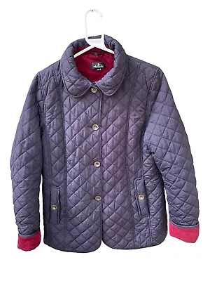 David Barry Women’s Navy Blue Quilted Jacket Size 12 Light Coat Equestrian • £7.99