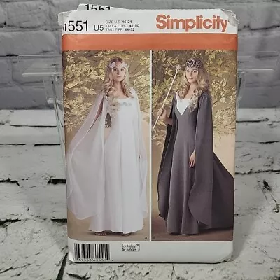 Simplicity Pattern #1551-Misses' Fairy/Princess/Medieval Gown-Size 16 - 24 Uncut • $11.99