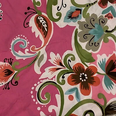 POTTERY BARN Full-queen Cotton Duvet Cover--blue-floral On Pink! So Lovely VEUC • $45