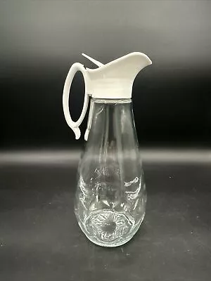 Log Cabin Syrup Dispenser Clear Glass Bottle MCM Style Vintage • $10