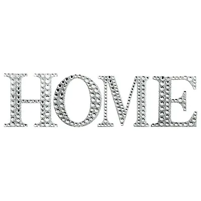 HOME DECOR DIAMANTE Silver Glitter Letters Wall Art Dining Living Room Kitchen • £4.98
