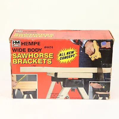 Vintage HEMPE Wide Body Sawhorse Brackets #4474 Made In USA NOS - FREE SHIP • $24.95