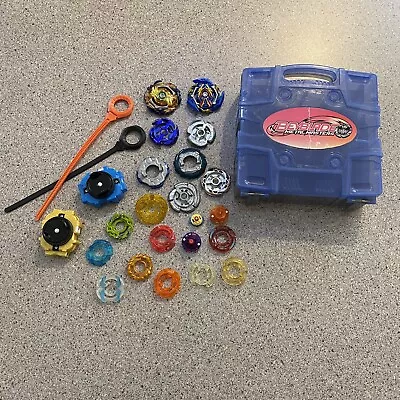 Lot Of Beyblades Metal Plastic Pieces Tops Discs Launchers Rip Cords Case • $29.99