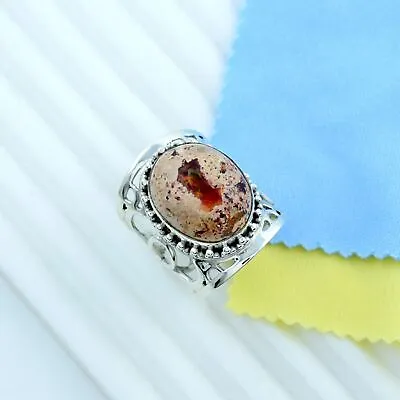 Mexican Fire Opal Ring Oval Gemstone 925 Sterling Silver Cocktail Ring Jewelry • £107.82