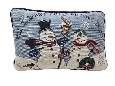 Vtg Cottagecore Decorative Christmas Snowmen Throw Pillow Holiday Decor 12x8x4  • $12.74