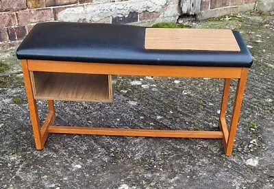 Mid Century Vintage Eames Style Retro  Bench Telephone Table Of Wood & Pleather • £39.99