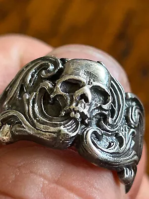 19c. Vintage Antique Memento Skull Mori Silver Ring • $549