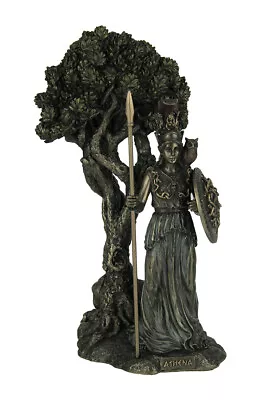 Greek Goddess Athena Under Olive Tree Bronze Finish Statue • $79.99