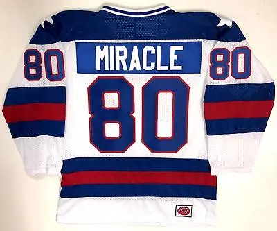 Miracle 80 Team Usa Hockey White Jersey 1980 Gold Medal  Miracle On Ice  New • $154.99