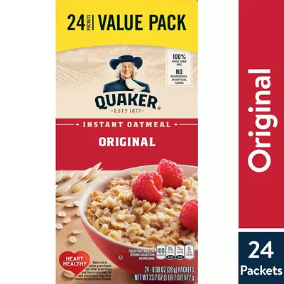 Quaker Instant Oatmeal  Value Pack Original  24 Packets - Whole Grain Non-GMO • $13.91