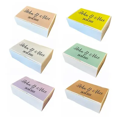 Personalised White Wedding Cake Boxes Slice Custom Name Labels Party • £2.49