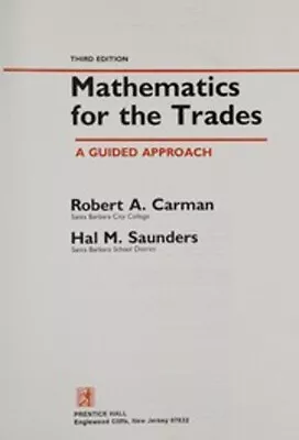 Mathematics For The Trades : A Guided Approach Paperback • $8.98