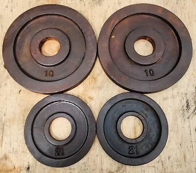 York Barbell Olympic 2.5 & 10 Lb Weight Plates 10lb VTG Set Pair USA Strongman  • $85