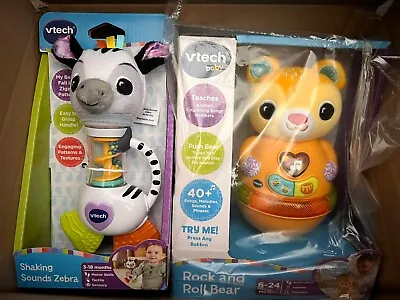 NEW Vtech Baby Toy Bundle - Rock And Roll Bear & Shaking Sounds Zebra. Gift • £21.99