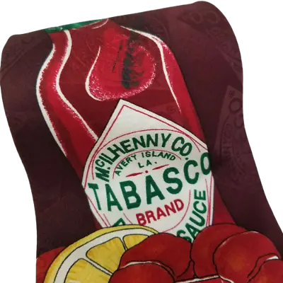 $9.99 • Buy Tabasco Mens Tie Maroon Red Silk Necktie Tabasco Hot Sauce Shrimp Cocktail USA