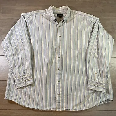 Vtg Eddie Bauer Relaxed Fit Mens Blue Striped Long Sleeve Button Up Shirt 3XLT • $11.95