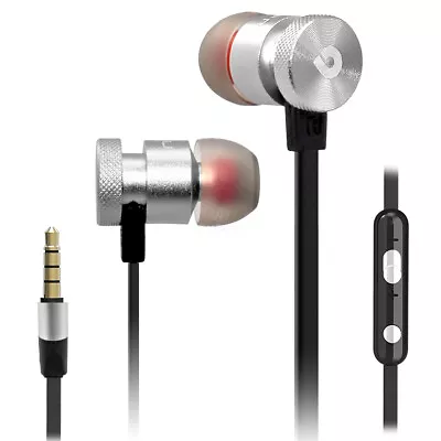 Silver / Black Super Bass Noise Isolating Earphone Vol. Control And Mic. Headset • $12.52