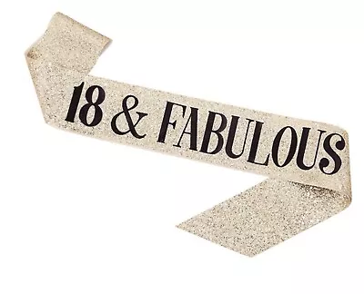 Luxury Sparkling Gold 18th Birthday Sash 18 & Fabulous 18th Sash Decorations • £4.78