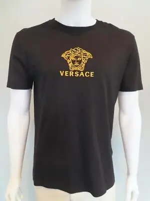 VERSACE Black T-Shirt With Yellow Medusa Head & Logo Embroidery Size 3XL • $155