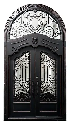 Brady Double Front Entry Wrought Iron Door Rain Glass 72  X 144  Right Active • $7499