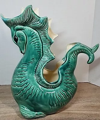 MCM Vintage Turquoise Green Sea Horse Serpent Monster Loch Ness Glazed 1960 Mold • $119.99