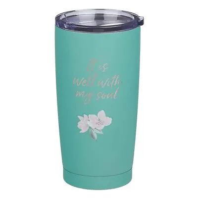 Well With My Soul Women's Inspirational Travel Tumbler Mug Teal 18oz Double • $22.99