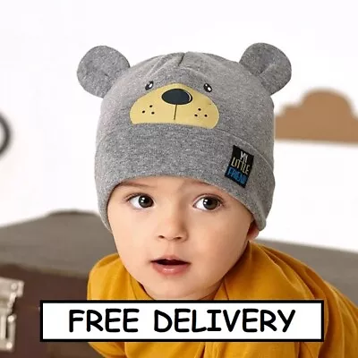 RICH Cotton Baby Boys Beanie Hat Spring 0-24 Months  KIDS TEDDY CAP • £5.90