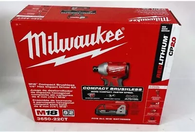 *Milwaukee Tool (3650-22CT) M18 Compact Hex Impact Driver Complete Kit • $110