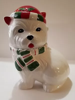 Cookie Jar Sleigh Bell Bistro Yorkie 10.5” Tall • $49.99