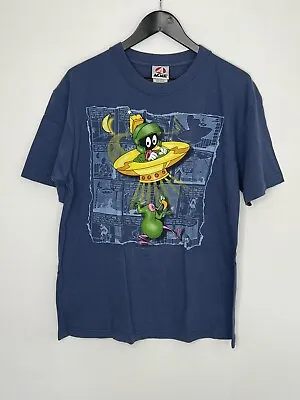 Vintage 90s ACME Looney Tunes Marvin The Martian Blue T-Shirt L Single Stitch • $149.95