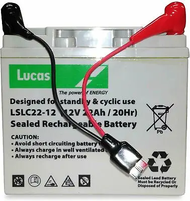 £49.99 • Buy Lucas 12V 22AH AGM/GEL 18 Holes Golf Trolley Battery + Hill Billy Connector