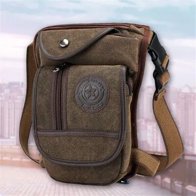 Travel Hiking Hip Belt Canvas Men Waist Drop Leg Bag Fanny Pack Thigh Pouch • £13.54