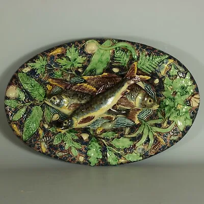 School Of Paris Majolica Palissy Fish & Reptile Platter • £3090