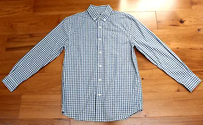 Vineyard Vines BLUE BUTTON UP WHALE SHIRT Boys 12 14 M Collar Checked • $14.95