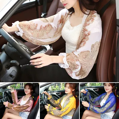 £3.34 • Buy 2022 Women Summer Shawl Sun Protection Tops Chiffon Long Arms Sunscreen Sleeve