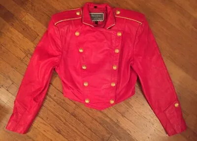 $1140 • Buy North Beach Michael Hoban Leather Jacket Jackson Military Gold Buttons 1990s 5/6