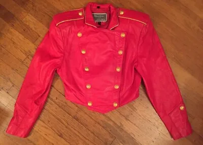 North Beach Michael Hoban Leather Jacket Jackson Military Gold Buttons 1990s 5/6 • $1140